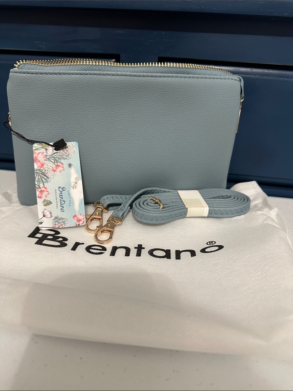 Brentano Sky Blue Double-Zip Crossbody Bag
